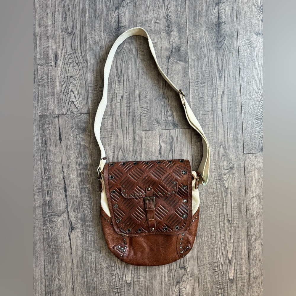 Athleta Leather & Canvas Crossbody Bag